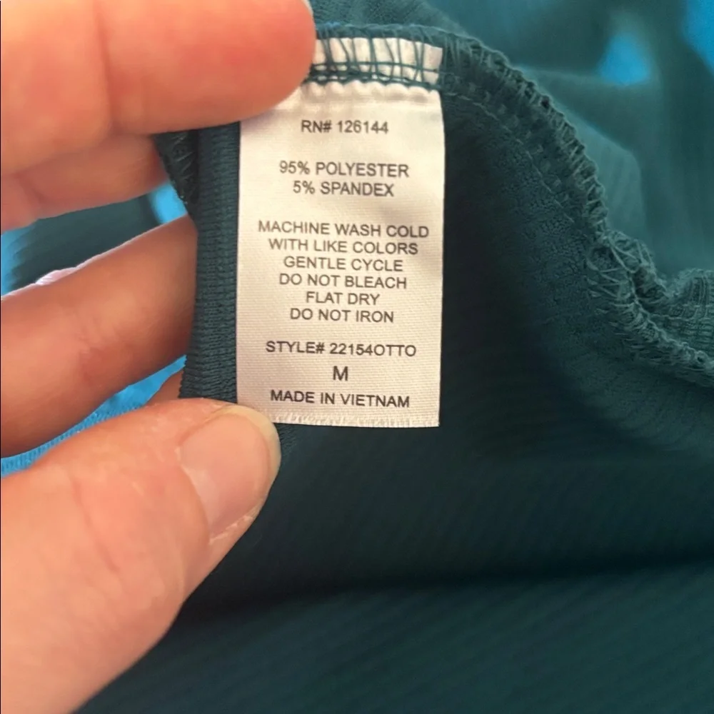 Olivia Blue 3/4 Sleeve Ribbed Teal Cardigan Duster, Size Medium